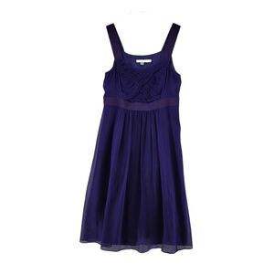 Boden Silk Midi Dress Womens 10 Royal Blue Purple Crepe Empire‎ Waist Sleeveless